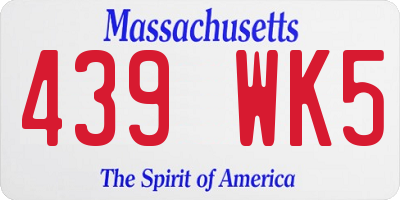 MA license plate 439WK5