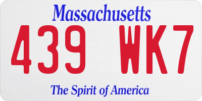 MA license plate 439WK7