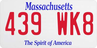 MA license plate 439WK8