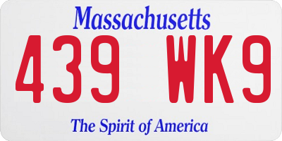MA license plate 439WK9