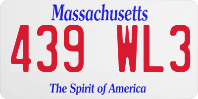 MA license plate 439WL3
