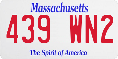 MA license plate 439WN2