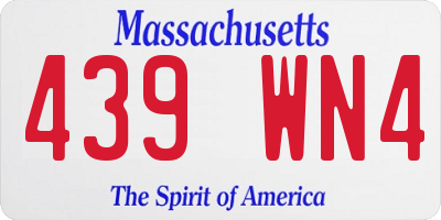 MA license plate 439WN4