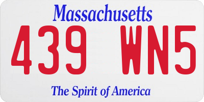MA license plate 439WN5