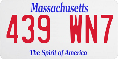 MA license plate 439WN7