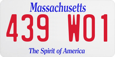 MA license plate 439WO1