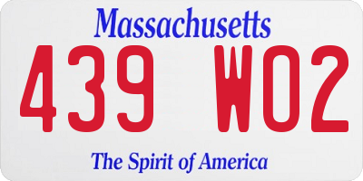 MA license plate 439WO2