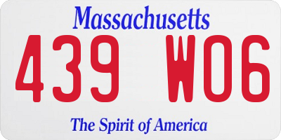 MA license plate 439WO6