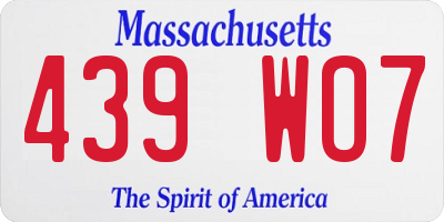MA license plate 439WO7