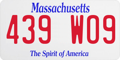 MA license plate 439WO9