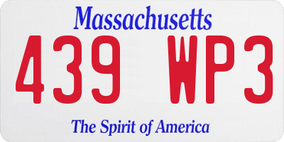 MA license plate 439WP3