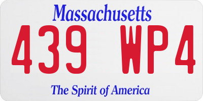 MA license plate 439WP4