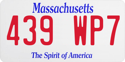 MA license plate 439WP7
