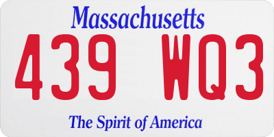 MA license plate 439WQ3
