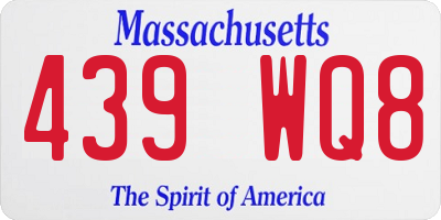 MA license plate 439WQ8