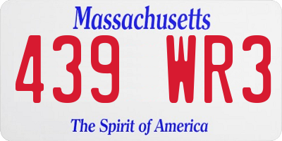 MA license plate 439WR3