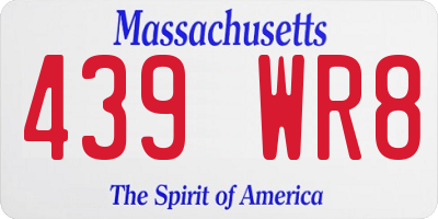MA license plate 439WR8