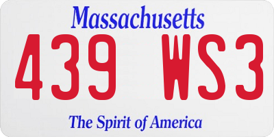 MA license plate 439WS3