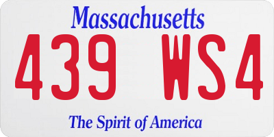 MA license plate 439WS4