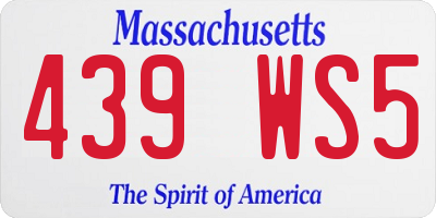 MA license plate 439WS5