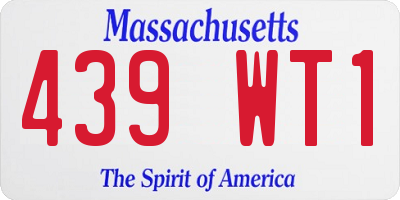 MA license plate 439WT1