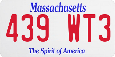 MA license plate 439WT3