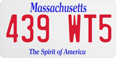 MA license plate 439WT5