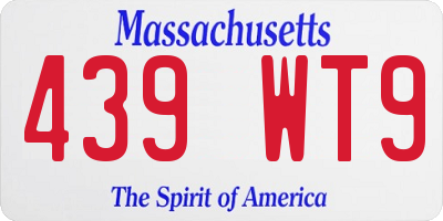 MA license plate 439WT9