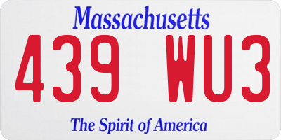 MA license plate 439WU3