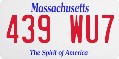 MA license plate 439WU7