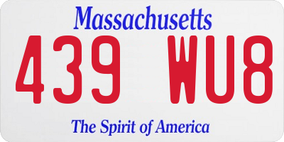 MA license plate 439WU8