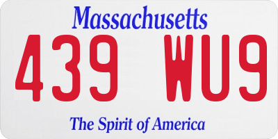 MA license plate 439WU9