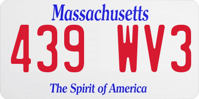 MA license plate 439WV3