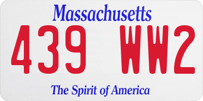 MA license plate 439WW2