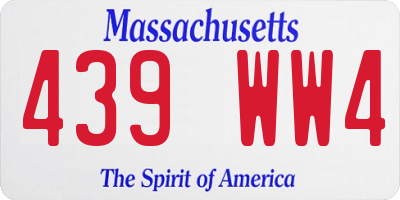 MA license plate 439WW4