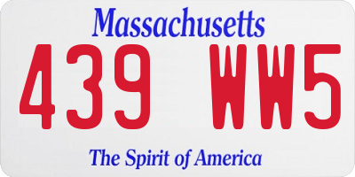 MA license plate 439WW5
