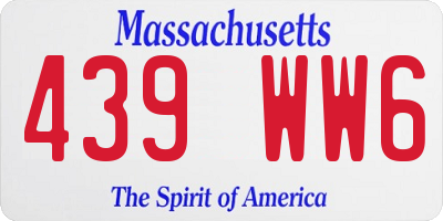 MA license plate 439WW6