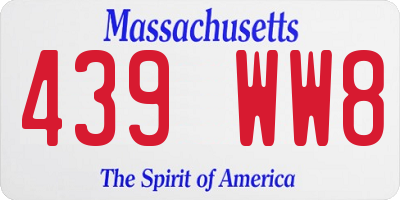 MA license plate 439WW8