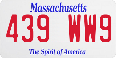 MA license plate 439WW9