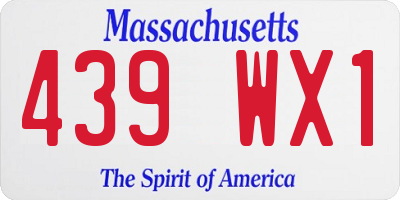 MA license plate 439WX1