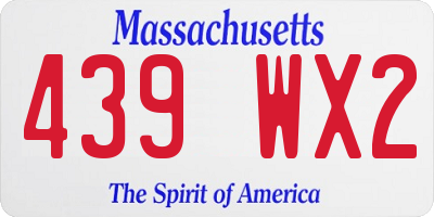 MA license plate 439WX2