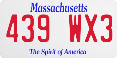 MA license plate 439WX3