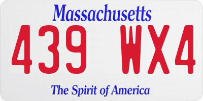 MA license plate 439WX4