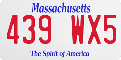 MA license plate 439WX5