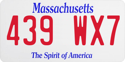 MA license plate 439WX7