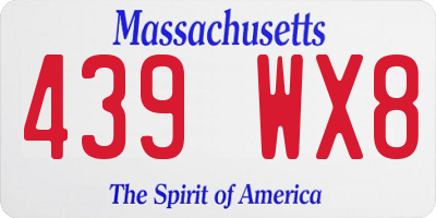 MA license plate 439WX8