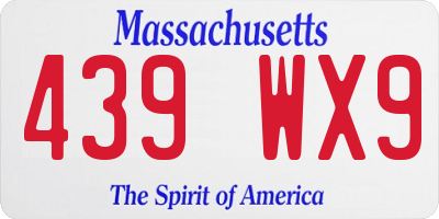 MA license plate 439WX9