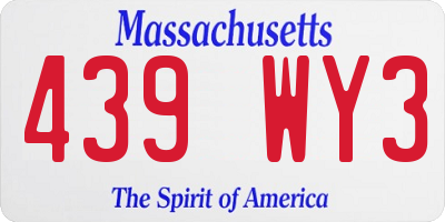 MA license plate 439WY3