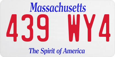 MA license plate 439WY4