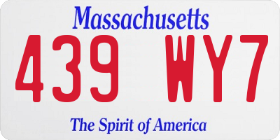 MA license plate 439WY7